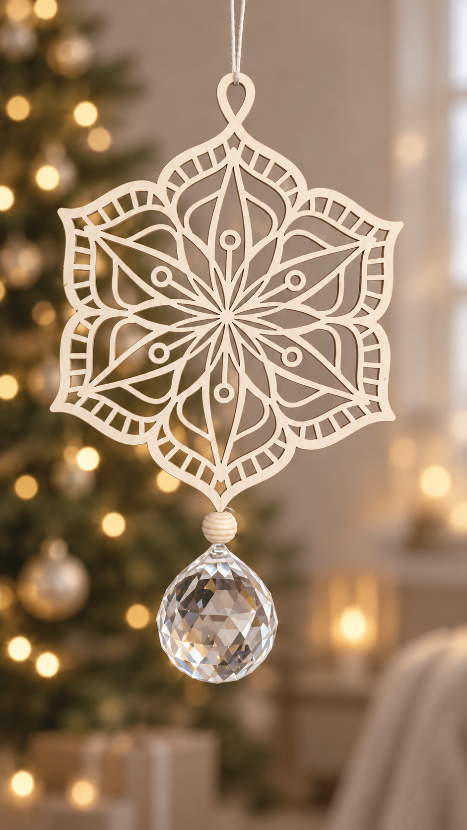 Großer Sonnenfänger „Christstern“ aus Holz