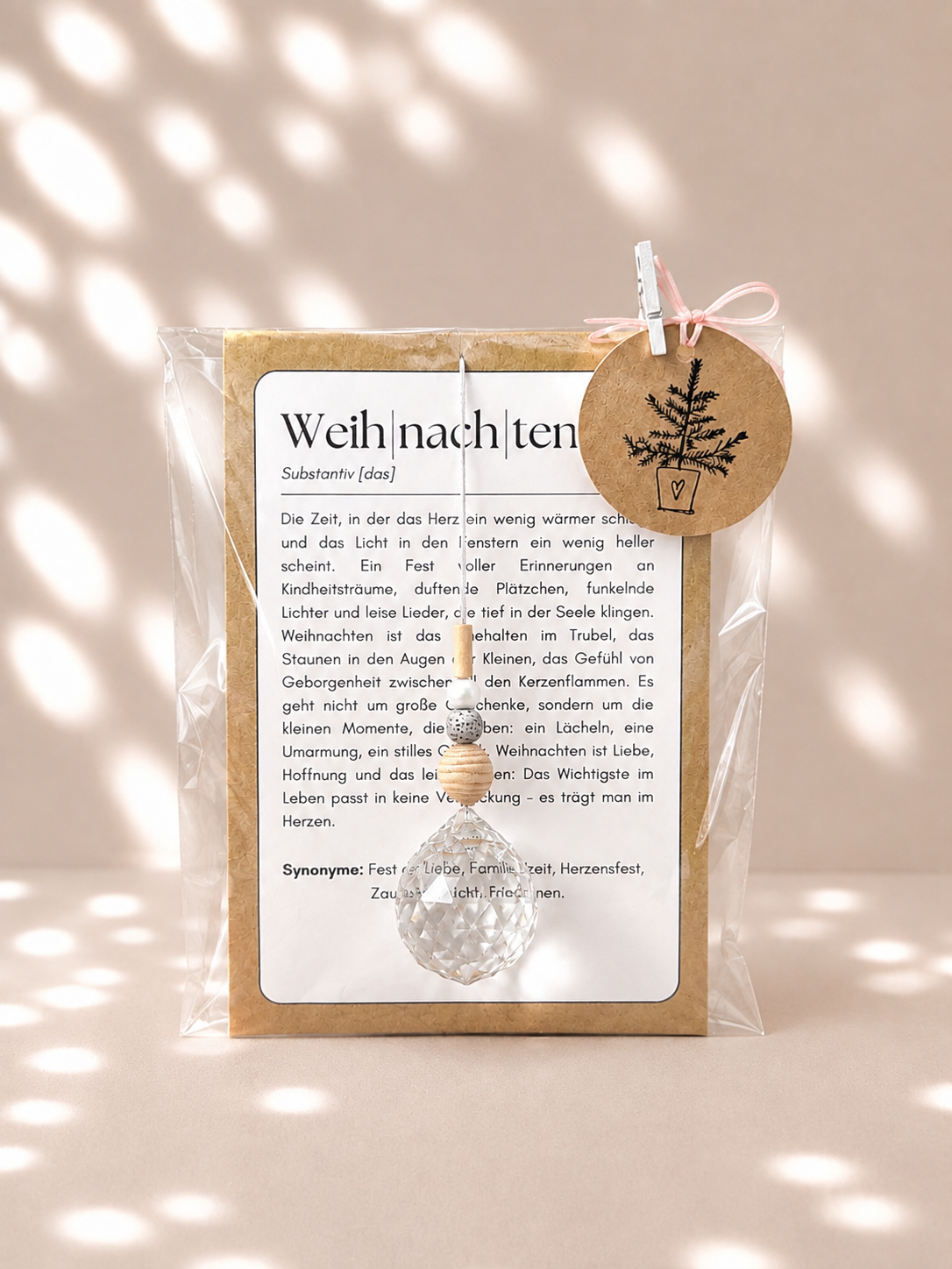 Sonnenfänger Definition Weihnachten mit Kristall und Papierkarte  schatten schatten
