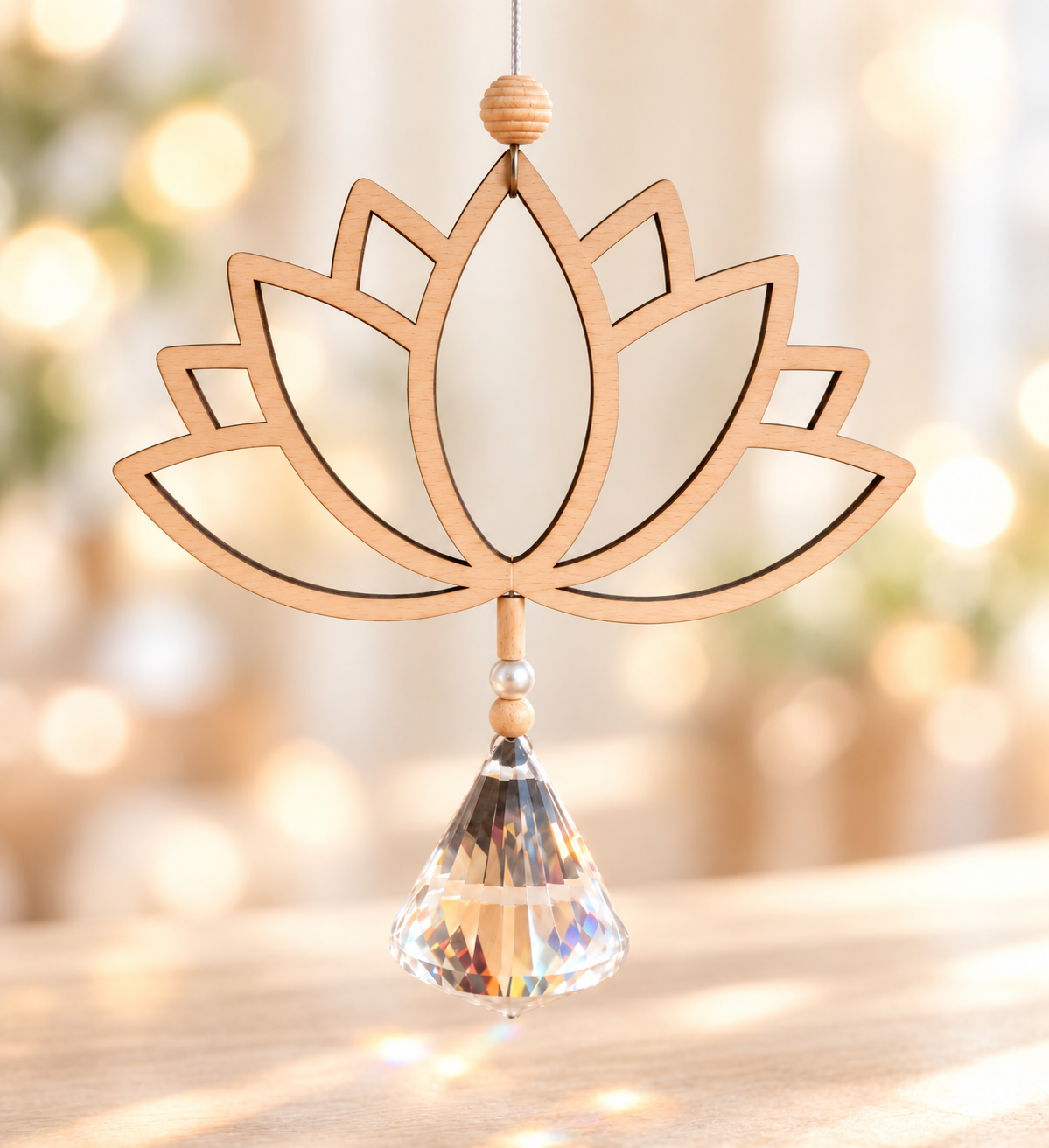 Sonnenfänger Lotus mit großem Kristall
