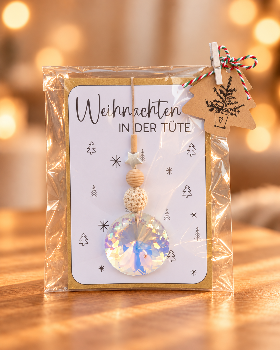 Sonnenfänger “Weihnachten in der Tüte" mit Regenbogen Kristall