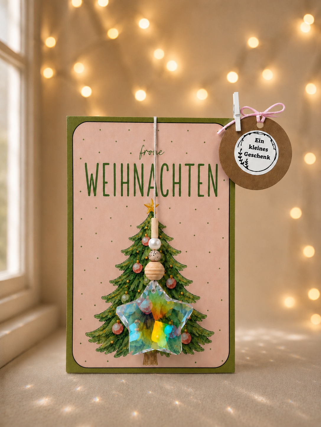Sonnenfänger als kleines Geschenk zu Weihnachten Lichterkette